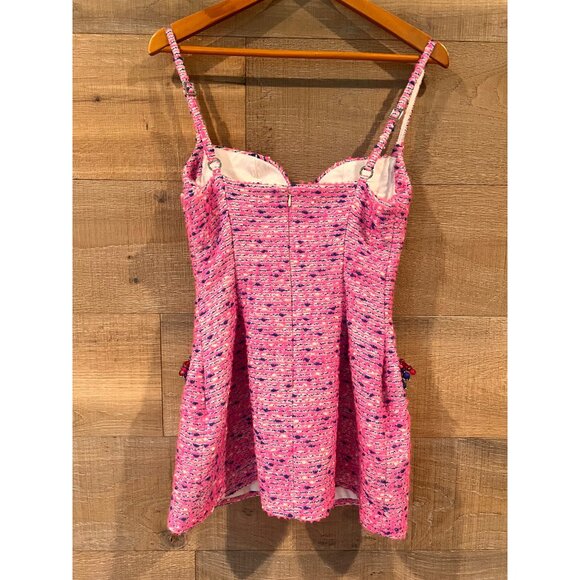 AREA Embellished crystal grape FUCHSIA Wool Blend Mini Dress Size 14 - Picture 9 of 13